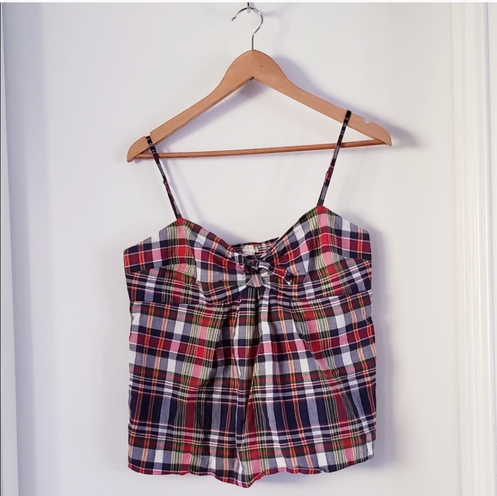 J. Crew Factory Cami plaid cotton top Sz 10